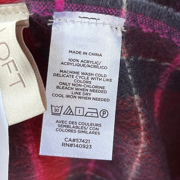 LOFT Women's Blue And Red Plaid Rectangular Blanket Scarf OS. NEW - Picture 7 of 7